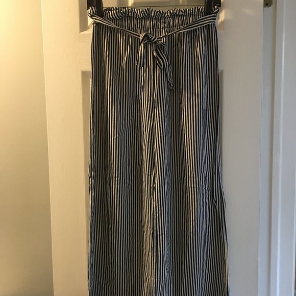 See You Monday Pants - See You Monday Women Striped Blue White Pants Sz S
